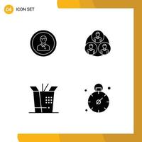 Group of 4 Modern Solid Glyphs Set for avatar clone man user food Editable Vector Design Elements