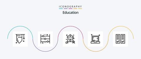 paquete de iconos de línea de educación 5 que incluye computadora portátil. dispositivo. aprendizaje. computadora. guardería vector