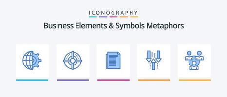 Business Elements And Symbols Metaphors Blue 5 Icon Pack Including connection. upload. document. up. arrow. Creative Icons Design vector