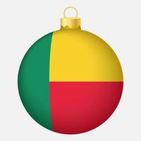 bola de árbol de navidad con bandera de benin. icono para vacaciones de navidad vector