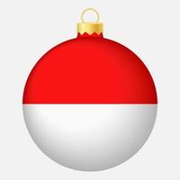 bola de árbol de navidad con bandera de indonesia. icono para vacaciones de navidad vector