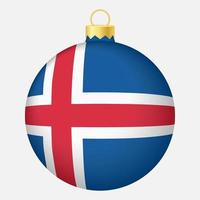 Christmas tree ball with Iceland flag. Icon for Christmas holiday vector