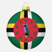 Christmas tree ball with Dominica flag. Icon for Christmas holiday vector