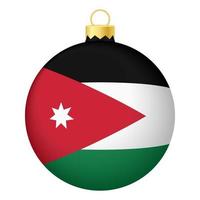 Christmas tree ball with Jordan flag. Icon for Christmas holiday vector