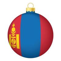 bola de árbol de navidad con bandera de mongolia. icono para vacaciones de navidad vector