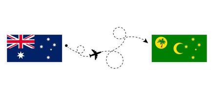 vuelo y viaje desde australia a las islas cocos por concepto de viaje en avión de pasajeros vector