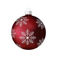 Dark red Christmas tree toy or ball Volumetric and realistic color illustration vector