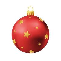 bola de árbol de navidad roja con estrella dorada vector