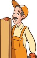 carpenter in uniform cartoon vector illustration