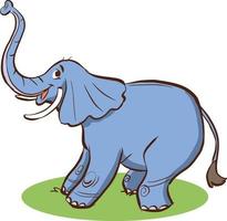 cute elephant raised its trunk cartoon vector illustration