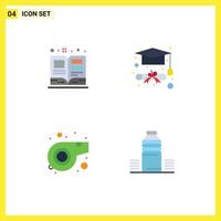4 Flat Icon concept for Websites Mobile and Apps art whistle textbook graduation cap water Editable Vector Design Elements
