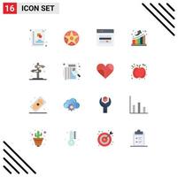 16 Universal Flat Color Signs Symbols of direction up atm statistics graph Editable Pack of Creative Vector Design Elements