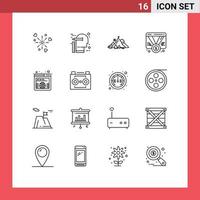 16 Creative Icons Modern Signs and Symbols of web favorite mind badge mountain Editable Vector Design Elements