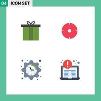 4 Universal Flat Icon Signs Symbols of accessories clock gift goal time Editable Vector Design Elements