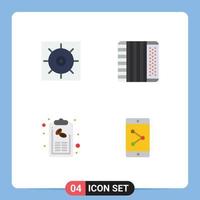 4 Universal Flat Icons Set for Web and Mobile Applications control hand accordion music menu Editable Vector Design Elements