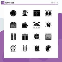 Solid Glyph Pack of 16 Universal Symbols of connection laboratory leprechaun experiment layout Editable Vector Design Elements