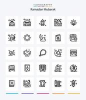 paquete creativo de iconos de esquema ramadan 25 como estrella. decoración. abierto. Arte. Desierto vector