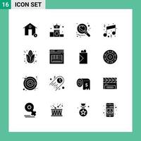 Set of 16 Modern UI Icons Symbols Signs for note fun position birthday science Editable Vector Design Elements