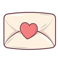 Cute simple doodle love letter envelope with red heart stamp vector