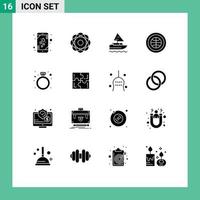 16 iconos creativos signos y símbolos modernos de la interfaz de física de internet web elementos de diseño vectorial editables del país vector