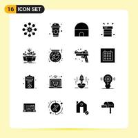 Set of 16 Modern UI Icons Symbols Signs for growth resistant building miscellaneous bag Editable Vector Design Elements