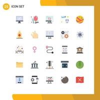 25 User Interface Flat Color Pack of modern Signs and Symbols of mail file party email transfer Editable Vector Design Elements