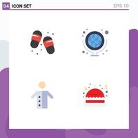 Modern Set of 4 Flat Icons Pictograph of beach pastor slippers map preacher Editable Vector Design Elements