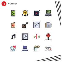 Set of 16 Modern UI Icons Symbols Signs for card school play button learning book Editable Creative Vector Design Elements