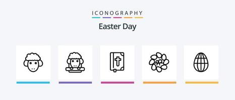 paquete de iconos de línea 5 de pascua que incluye. huevo. pollo. Pascua de Resurrección. celebracion. diseño de iconos creativos vector