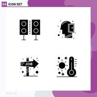 Pack of 4 creative Solid Glyphs of devices career speaker mind job direction Editable Vector Design Elements