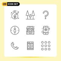 9 Thematic Vector Outlines and Editable Symbols of fun target help aim man Editable Vector Design Elements