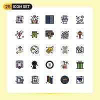 Universal Icon Symbols Group of 25 Modern Filled line Flat Colors of pills room school bath workspace Editable Vector Design Elements