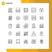 Modern Set of 25 Lines Pictograph of egg graph vehicles analytics movie Editable Vector Design Elements