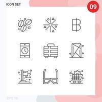 Modern Set of 9 Outlines and symbols such as holiday smartphone currency phone devices Editable Vector Design Elements