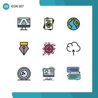 conjunto de 9 iconos de interfaz de usuario modernos símbolos signos para patrón de nube globo india foto elementos de diseño vectorial editables vector