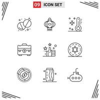 Modern Set of 9 Outlines and symbols such as favorites handbag low business bag Editable Vector Design Elements