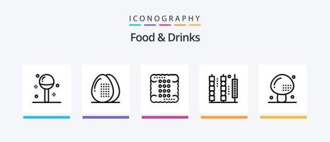 paquete de iconos de la línea 5 de alimentos y bebidas que incluye. alimento. alimento. Fruta. palta. diseño de iconos creativos vector