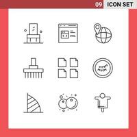 Set of 9 Commercial Outlines pack for documents rural html front combine Editable Vector Design Elements