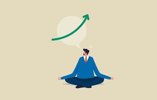 Strategies for business growth. Focus on profit targets. Businessman meditating to find ways to increase profit or company growth. Illustration vector