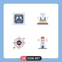 Group of 4 Flat Icons Signs and Symbols for card target letter technology head shot Editable Vector Design Elements