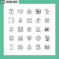 Modern Set of 25 Lines Pictograph of script file target coding objective Editable Vector Design Elements