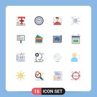 16 User Interface Flat Color Pack of modern Signs and Symbols of promo advertising programmer advertisement science Editable Pack of Creative Vector Design Elements