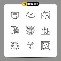 Stock Vector Icon Pack of 9 Line Signs and Symbols for garland page calendar development browser Editable Vector Design Elements