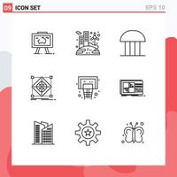 Modern Set of 9 Outlines and symbols such as model cluster wind architecture court of law Editable Vector Design Elements