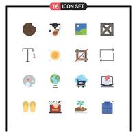 Pictogram Set of 16 Simple Flat Colors of superscript wood printing packaging sun Editable Pack of Creative Vector Design Elements