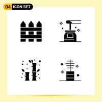 Editable Vector Line Pack of 4 Simple Solid Glyphs of barricade yoga interior honey china Editable Vector Design Elements