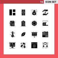 User Interface Pack of 16 Basic Solid Glyphs of list money bag hand currency Editable Vector Design Elements