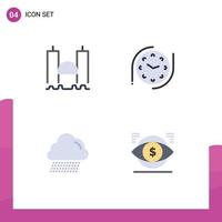 4 Creative Icons Modern Signs and Symbols of bridge rain industrial time eye Editable Vector Design Elements