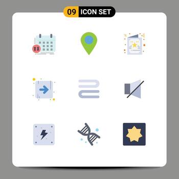 Paquete de 9 colores planos de interfaz de usuario de signos y símbolos modernos de limpieza en la dirección correcta del pin elementos de diseño vectorial editables de Navidad vector