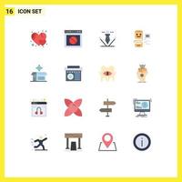 Group of 16 Flat Colors Signs and Symbols for box big think artwork interface conversational interfaces Editable Pack of Creative Vector Design Elements